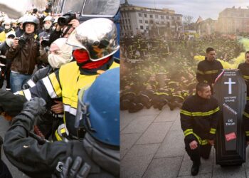 Lil gori: Vatrogasci vodom gase policiju!