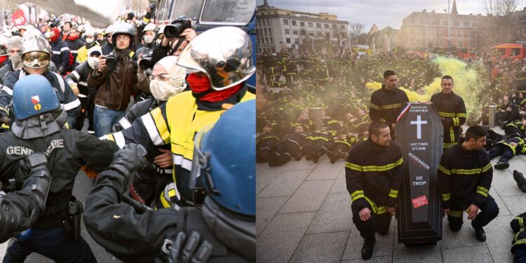 Lil gori: Vatrogasci vodom gase policiju!