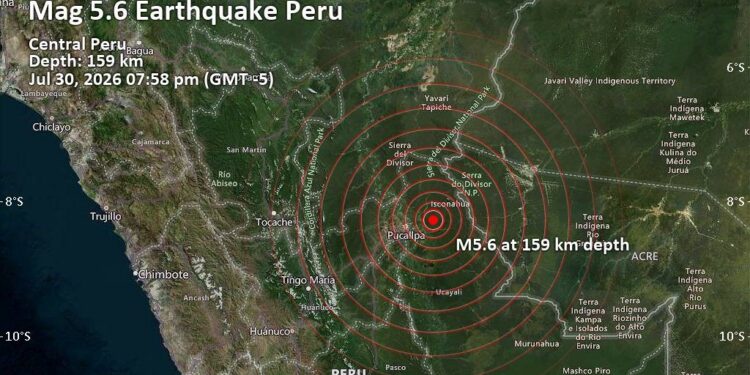 Snažan zemljotres pogodio Peru: Potres jačine 5,6 registrovan kod Pukalpe