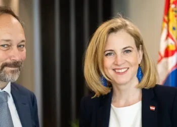 Beate Majnl-Rajzinger tokom posete Beogradu