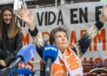 Marikarmen Abaskal tokom protesta protiv prinudnog iseljenja u Madridu