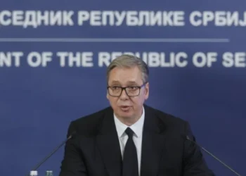 Aleksandar Vučić tokom obraćanja u Predsedništvu Srbije