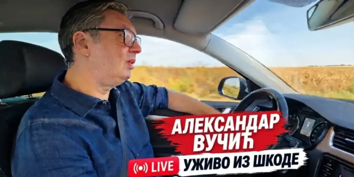 Predsednik Vučić u TikTok obraćanju tokom vožnje kroz Šumadiju