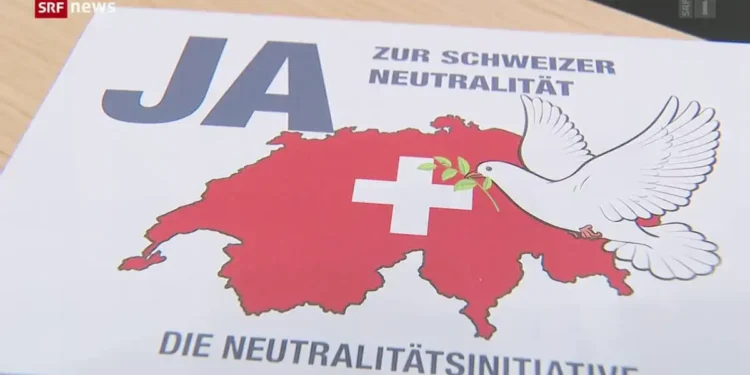 Plakat inicijative za strožu neutralnost Švajcarske