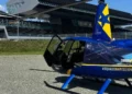 Ukradeni plavo-žuti helikopter Robinson R44 na aerodromu u Austriji