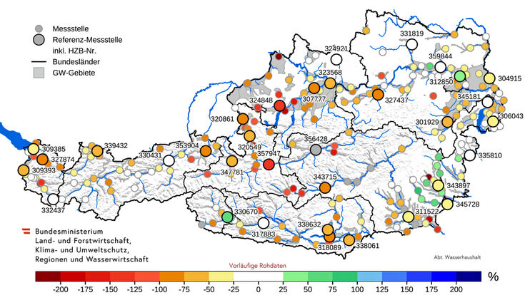 Mapa nivoa podzemnih voda u Austriji