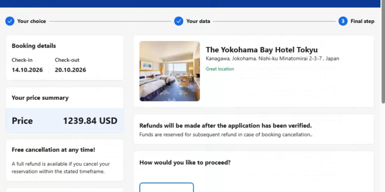 Primer lažne stranice za plaćanje koja oponaša Booking.com