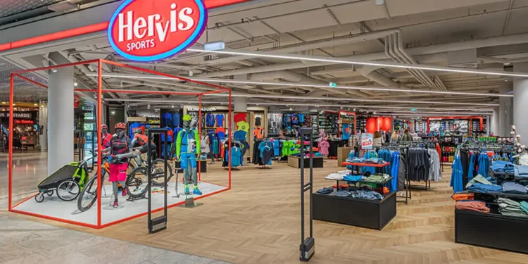Unutrašnjost prodavnice sportskog lanca Hervis