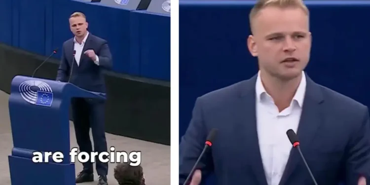 Milan Mazurek tokom obraćanja u Evropskom parlamentu