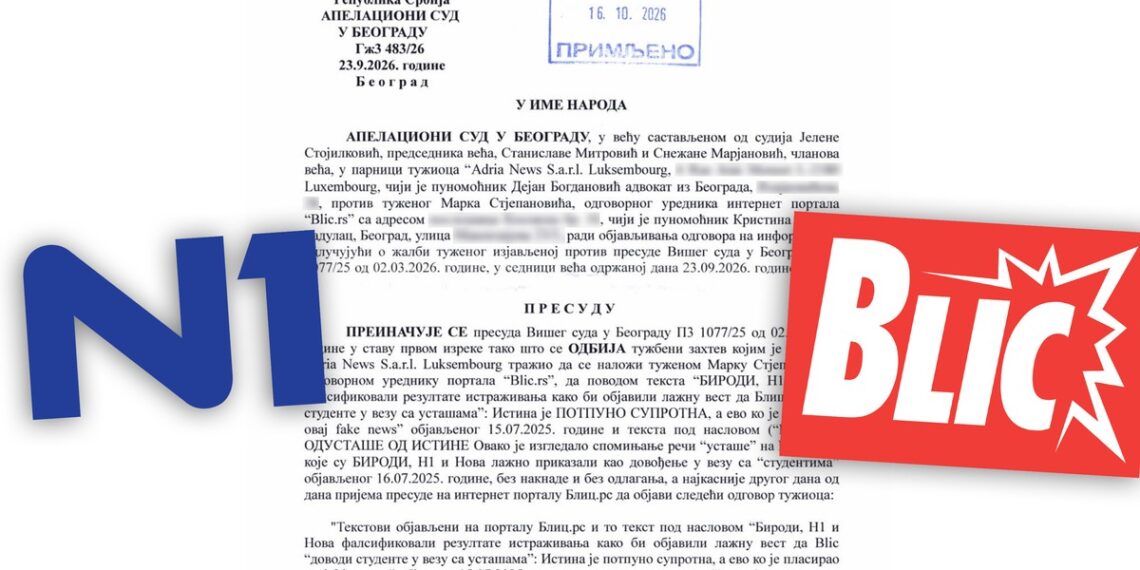 Presuda u sporu kompanije Adria News protiv Blica