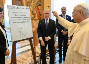 Papa Lav XIV tokom ceremonije povezane sa bolnicom Đemeli